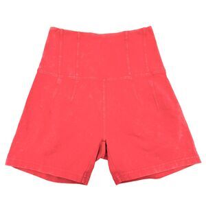 AERIE Offline High Waisted Mineral Acid Wash Stretch Shorts S Coral Pink B31